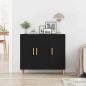 Preview: Sideboard Schwarz Eiche 90x34x80 cm Holz