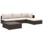 Preview: 5-tlg. Garten-Lounge-Set mit Auflagen Poly Rattan Braun