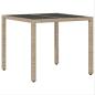 Preview: Set von 2 Beige Poly-Rattan 90 x 90 x 75 cm