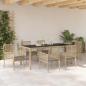 Preview: Garten Essgruppe 7 pcs Beige Poly-Rattan