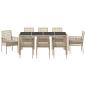 Preview: Garten Essgruppe 9 pcs Beige Poly-Rattan