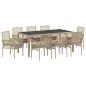 Preview: Garten Essgruppe 9 pcs Beige Poly-Rattan