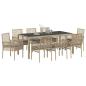 Preview: Garten Essgruppe 9 pcs Beige Poly-Rattan