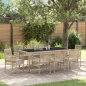 Preview: Garten Essgruppe 9 pcs Beige Poly-Rattan