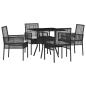 Preview: Esstischset Set aus 5 Schwarz Rattan und Metall Langlebig