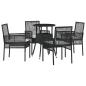 Preview: Esszimmermöbelset Set aus 5 Schwarz Poly-Rattan Stabil