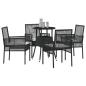 Preview: Esszimmermöbelset Set aus 5 Schwarz Poly-Rattan Stabil
