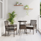 Preview: Esszimmermöbel Set 3-teilig Braun Rattan, Metall Robust