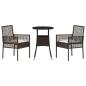 Preview: Esszimmermöbel Set 3-teilig Braun Rattan, Metall Robust