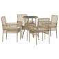 Preview: Esszimmermöbel Set 5-teilig Beige Rattan Langlebig