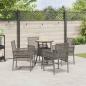 Preview: Essmöbel Set 5-teilig Grau Rattan, Glas Langlebig Rund Modern