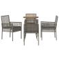 Preview: Essmöbel Set 5-teilig Grau Rattan, Glas Langlebig Rund Modern