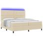 Preview: Boxspringbett mit LED-Lichtleisten Creme 200 x 200 cm Stoff