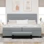 Preview: Bettgestell mit Matratze Set aus 2 Grau Stoff 200 x 200 cm