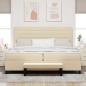 Preview: Bettgestell mit Matratze Set aus 2 Beigefarben Stoff 200 x 200 cm