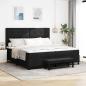 Preview: ARDEBO.de - Bettgestell mit Matratze Set aus 2 Schwarz Stoff 200 x 200 cm