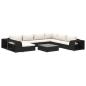 Preview: 10-tlg. Garten-Lounge-Set mit Auflagen Poly Rattan Schwarz