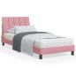 Preview: ARDEBO.de - Bettgestell mit LED-Leuchten Rosa 90x190 cm Samt