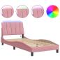 Preview: Bettgestell mit LED-Leuchten Rosa 90x190 cm Samt