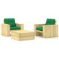Preview: ARDEBO.de - 3-tlg. Garten-Lounge-Set mit Kissen Kiefernholz Imprägniert