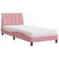 Preview: Bett mit Matratze "Hanko" Rosa 90x190 cm Samt