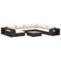 Preview: 10-tlg. Garten-Lounge-Set mit Auflagen Poly Rattan Braun
