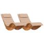 Preview: Sonnenliege Set aus 2 Beige Holz und gepolsterter Stoff Groß