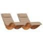 Preview: Sonnenliege Set aus 2 Taupe Massivholz Akazie Standard