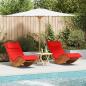 Preview: Sonnenliege Set aus 2 Rot Holz und Stoff Standard Faltbar