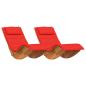 Preview: Sonnenliege Set aus 2 Rot Holz und Stoff Standard Faltbar