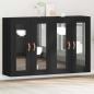 Preview: ARDEBO.de - Wandmontierter Schrank Set aus 2 Schwarze Eiche Massivholz, Glas