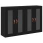Preview: Wandmontierter Schrank Set aus 2 Schwarze Eiche Massivholz, Glas