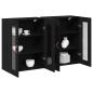 Preview: Wandmontierter Schrank Set aus 2 Schwarze Eiche Massivholz, Glas