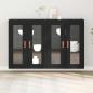 Preview: Wandmontierter Schrank Set aus 2 Schwarze Eiche Massivholz, Glas