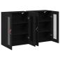 Preview: Wandmontierter Schrank Set aus 2 Schwarze Eiche Massivholz, Glas