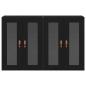 Preview: Wandmontierter Schrank Set aus 2 Schwarze Eiche Massivholz, Glas