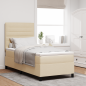 Preview: Bettgestell mit Matratze Beige Stoff 100 x 200 cm Bettmatratze