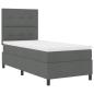 Preview: Bettgestell mit Matratze Dunkelgrau Stoff 90 x 200 cm