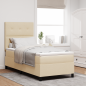 Preview: Bettgestell mit Matratze Beige Stoff 90 x 200 cm Boxspringbett