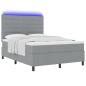 Preview: Boxspringbett mit Matratze mit LED Hellgrau 140 x 200 cm Stoff