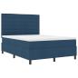 Preview: Bettgestell mit Matratze Marineblau Stoff 160 x 200 cm