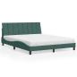 Preview: ARDEBO.de - Bett mit Matratze Dunkelgrün 160x200 cm Samt