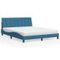 Preview: ARDEBO.de - Bett mit Matratze Blau 160x200 cm Samt