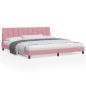 Preview: ARDEBO.de - Bettgestell mit LED-Leuchten Rosa 200x200 cm Samt