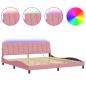Preview: Bettgestell mit LED-Leuchten Rosa 200x200 cm Samt