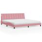 Preview: ARDEBO.de - Bett mit Matratze Rosa 200x200 cm Samt