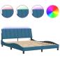 Preview: Bettgestell mit LED-Leuchten Blau 160x200 cm Samt