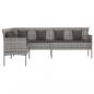 Preview: Gartensofa in L-Form mit Kissen Grau Poly Rattan