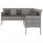 Preview: Gartensofa in L-Form mit Kissen Grau Poly Rattan