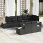 Preview: ARDEBO.de - Garten Sofa Set Set aus 9 Schwarz Rattan mit Polyesterkissen